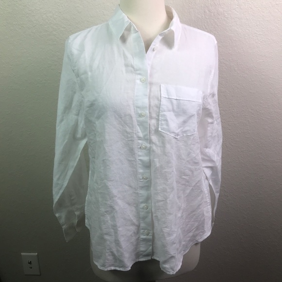 Banana Republic Tops - Banana Republic White Linen Shirt Quinn Boy Fit M